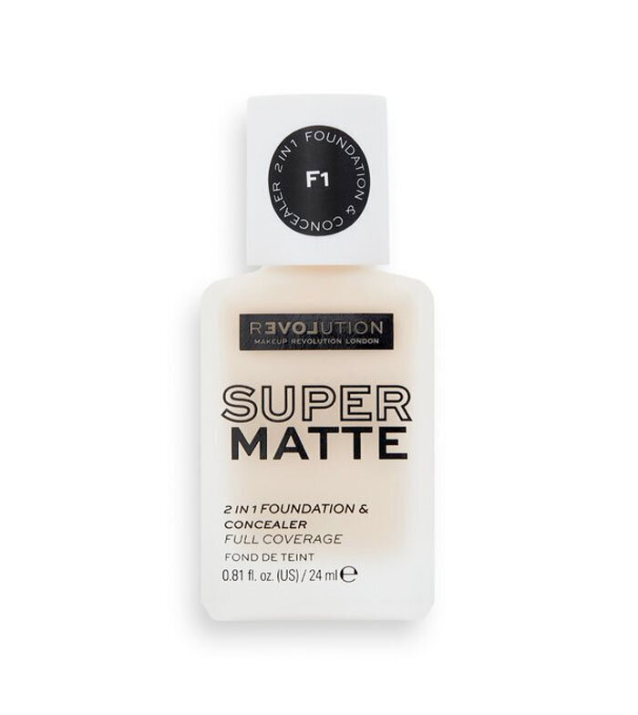 Jumestuskreem-peitekreem Revolution Relove Super Matte Foundation, F1, 24 ml цена и информация | Jumestuskreemid ja puudrid | hansapost.ee