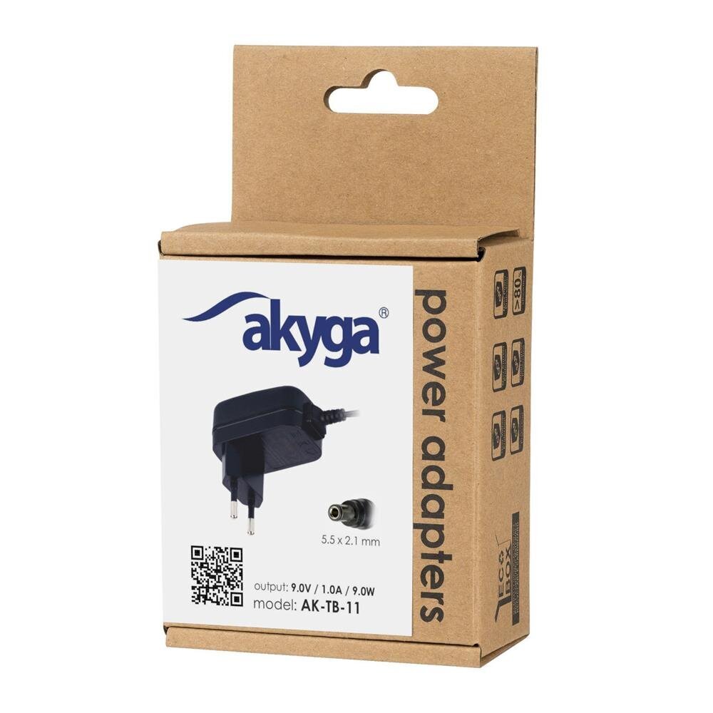 Universal adapter Akyga AK-TB-11 9V / 1A 9W 5.5 x 2.1 mm 1.5 m hind ja info | Sülearvuti laadijad | hansapost.ee