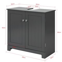 SoBuy BZR18-DG Under-Sink Cabinet Bathroom Cabinet Dark Grey W x H x D x H: Approx. 60 x 60 x 30 см цена и информация | Шкафчики для ванной | hansapost.ee