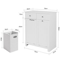 SoBuy 2 ящика 2 двери шкаф для стирки Комод для белья, шкаф для ванной, BZR33-W цена и информация | Шкафчики для ванной | hansapost.ee