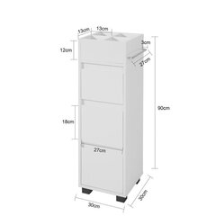 SoBuy White Bathroom Cabinet Bathroom Storage Cabinet Unit with 3 Drawers,BZR29-W цена и информация | Шкафчики для ванной | hansapost.ee