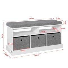 Скамейка для прихожей с ящиками для обуви, белая/серая цена и информация | SoBuy Мебель для прихожей | hansapost.ee