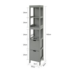 Высокий шкаф для ванной комнаты с 3 полками и 2 ящиками, FRG126-SG цена и информация | Шкафчики для ванной | hansapost.ee