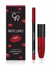 Набор макияжа для губ Golden Rose Longstay matte Lipkit Scarlet Red: жидкая матовая помада Longstay Liquid Matte No. 18 5,5 г + карандаш для губ Dream Lips Liner No. 527 1,6 г цена и информация | Помады, бальзамы, блеск для губ | hansapost.ee