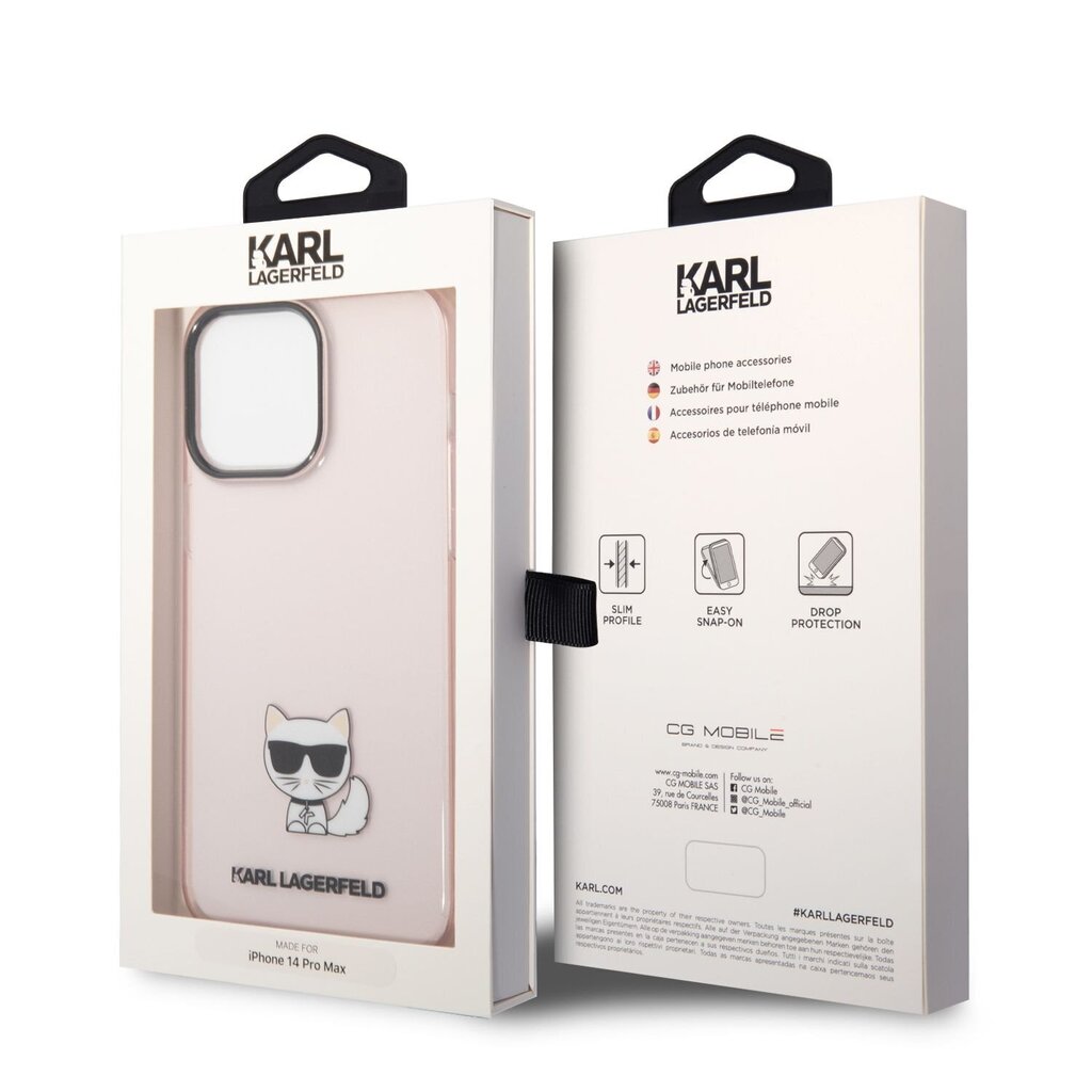 Karl Lagerfeld Choupette Logo Case for iPhone 14 Pro Max Pink hind ja info | Telefonide kaitsekaaned ja -ümbrised | hansapost.ee