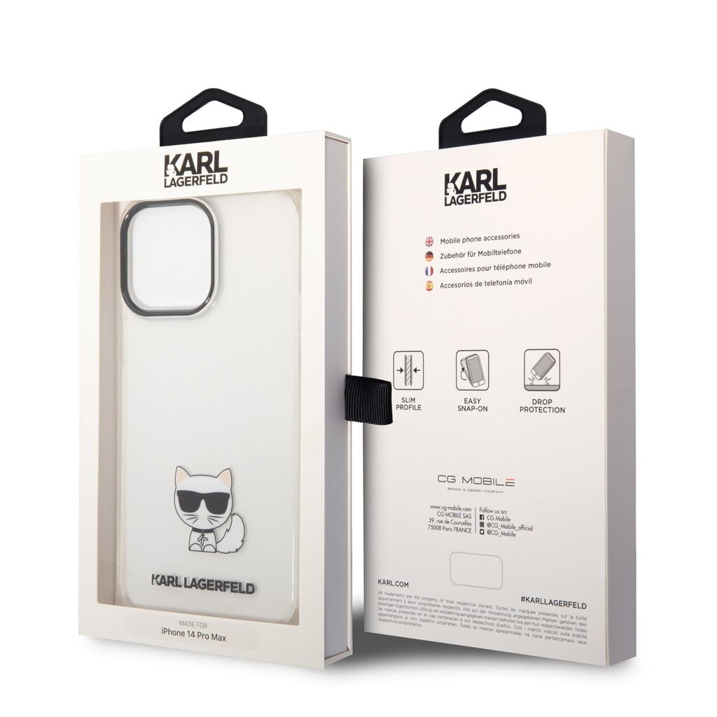 Karl Lagerfeld Choupette Logo Case for iPhone 14 Pro Max Transparent hind ja info | Telefonide kaitsekaaned ja -ümbrised | hansapost.ee