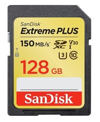 SanDisk Extreme Plus SDXC 128GB 190MB/s цена и информация | Карты памяти для фотоаппаратов, камер | hansapost.ee