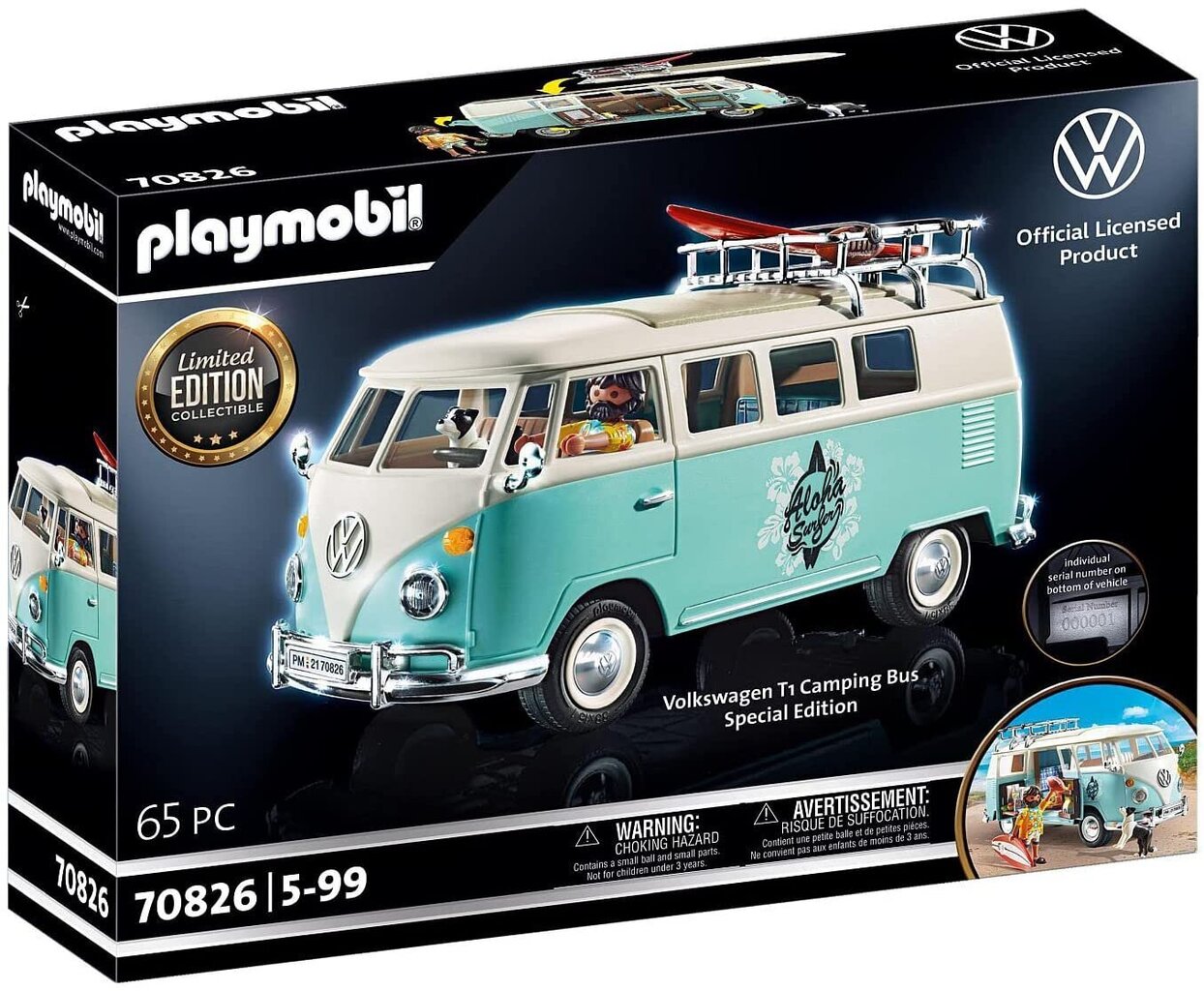 70826 PLAYMOBIL matkabuss Volkswagen T1 - eriväljaanne цена и информация | Klotsid ja konstruktorid | hansapost.ee