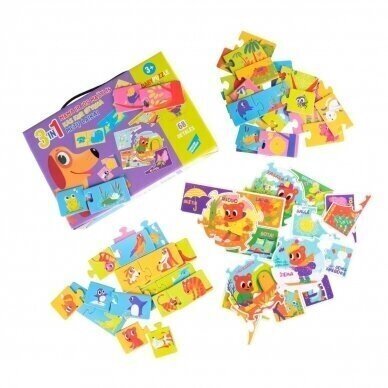 Puslekomplekt Baby Puzzle Maxi „Tunne maailma“ 3in1 price and information | Beebide mänguasjad | hansapost.ee