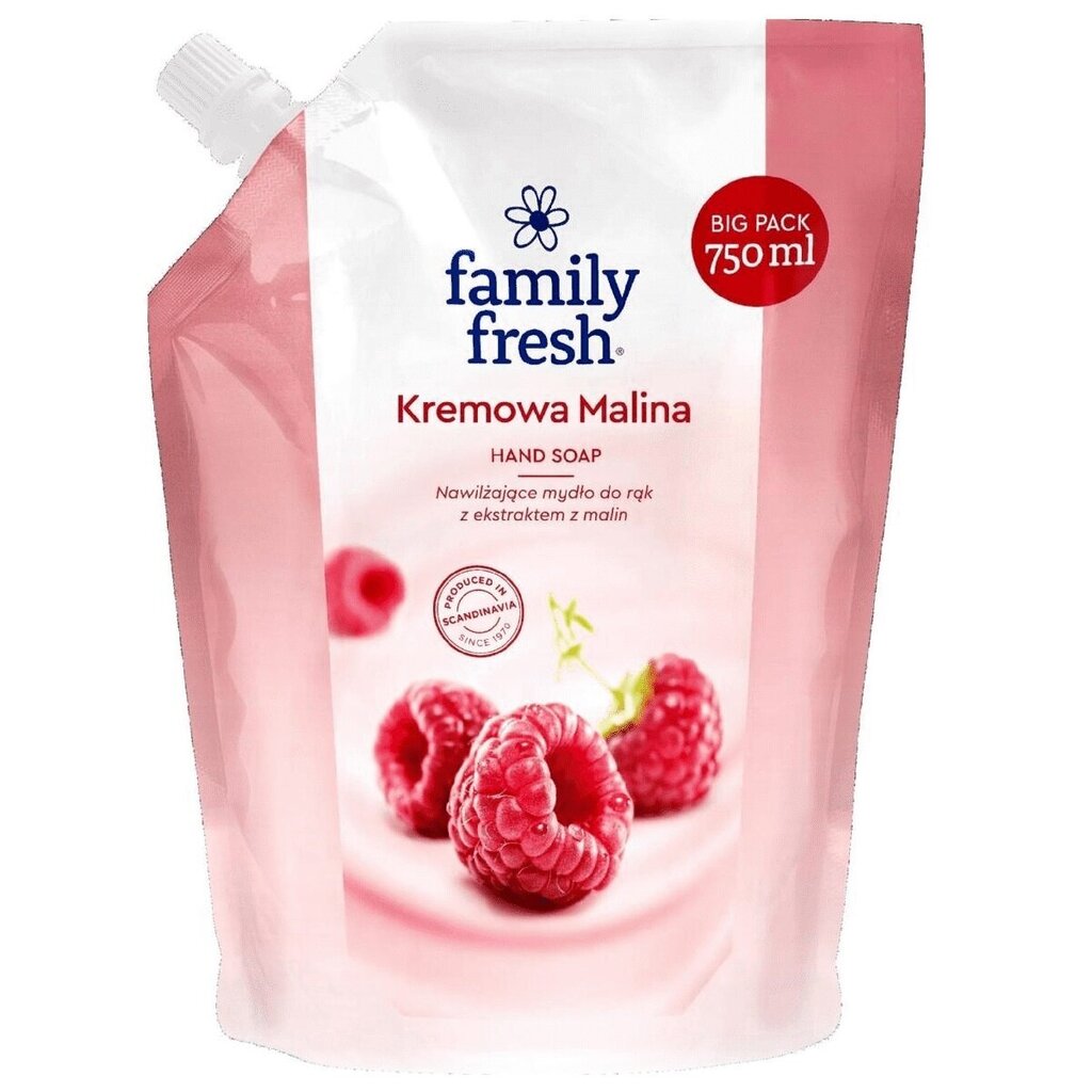 Niisutav käteseep Family Fresh Hand Soap Vaarikas Refill, 750ml цена и информация | Seebid | hansapost.ee