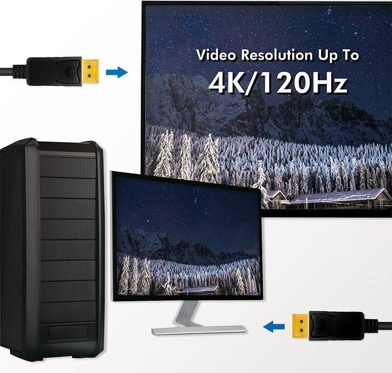 Kaabel Techly DisplayPort 1.4 8K 2m juodas, DP-DP M/M hind ja info | Juhtmed ja kaablid | hansapost.ee
