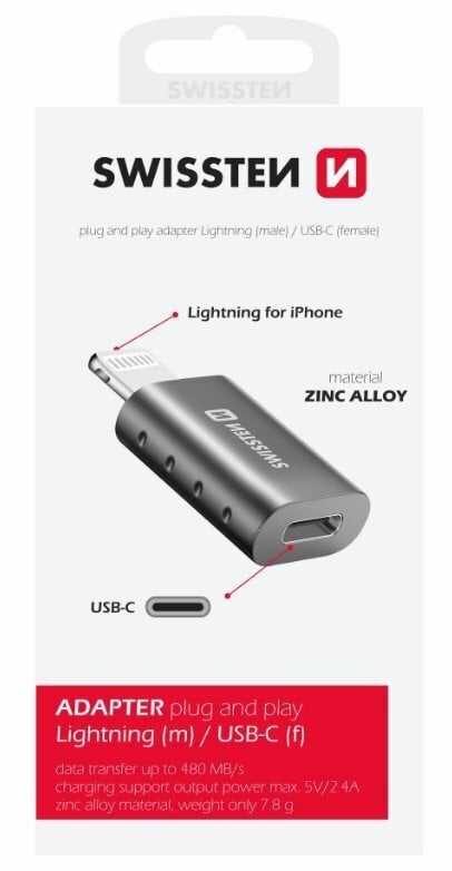 Swissten Adapter Lightning to USB-C hind ja info | USB adapterid ja jagajad | hansapost.ee