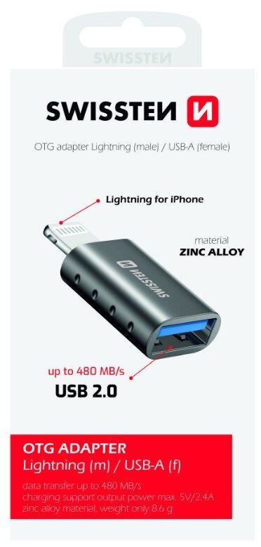 Swissten OTG Adapter Lightning to USB Connection hind ja info | USB adapterid ja jagajad | hansapost.ee