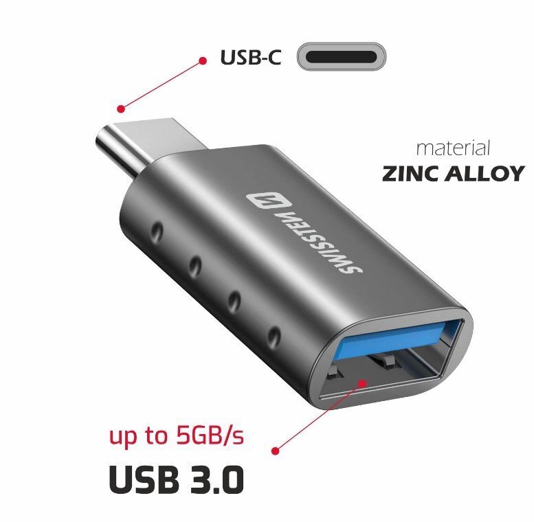 Swissten OTG Adapter USB-C to USB 3.0 Connection hind ja info | USB adapterid ja jagajad | hansapost.ee