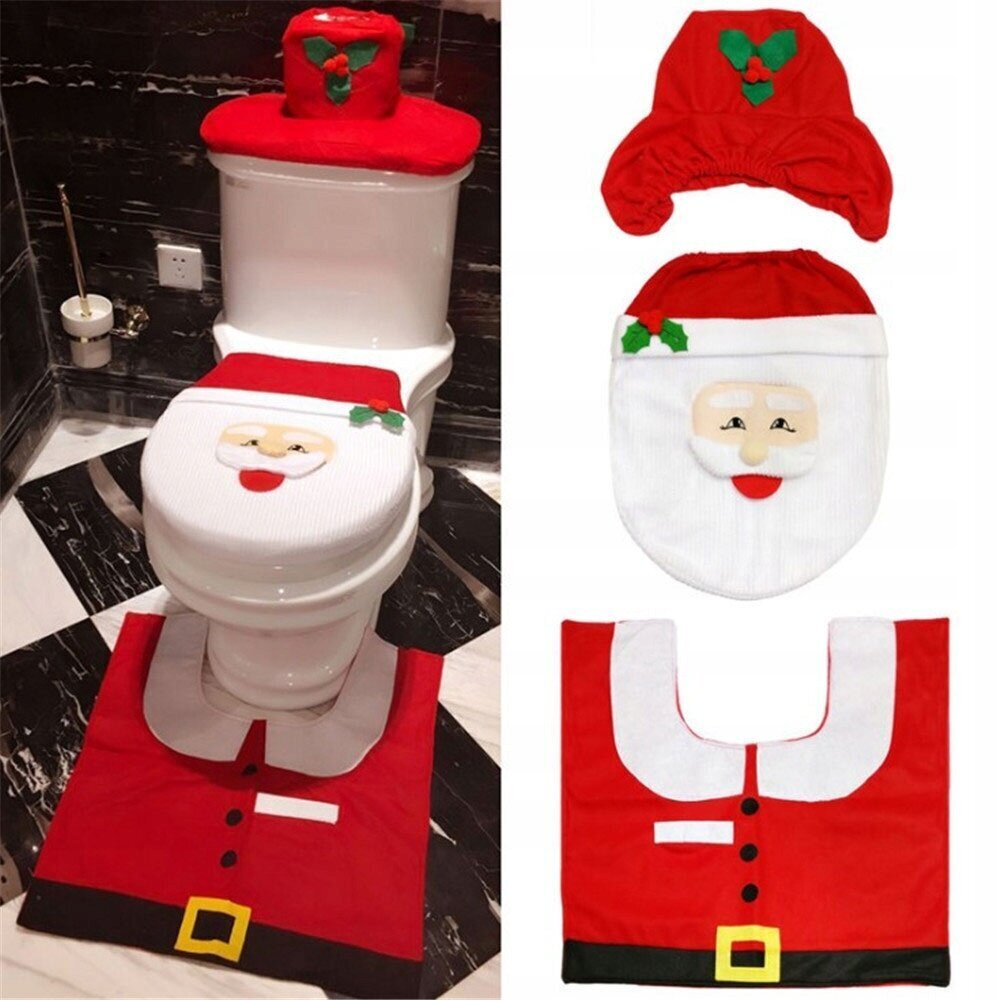 Jõuluteemaline WC-poti kate ja mati komplekt hind ja info | Jõulukaunistused | hansapost.ee