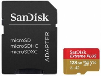 SanDisk Extreme Plus 128GB microSDXC + SD Adapter hind ja info | Fotoaparaatide mälukaardid | hansapost.ee