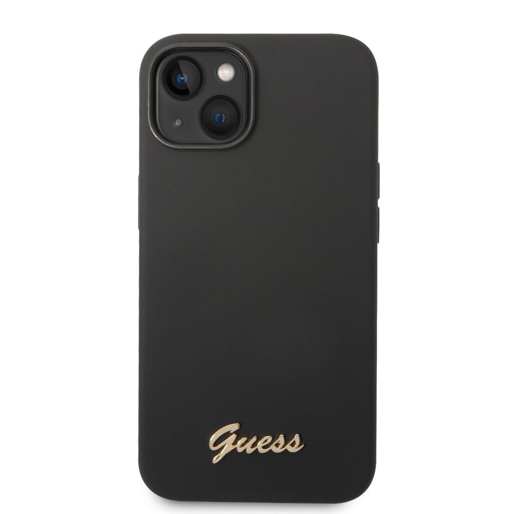 Guess Liquid Silicone Metal Logo Case for iPhone 14 Black hind ja info | Telefonide kaitsekaaned ja -ümbrised | hansapost.ee