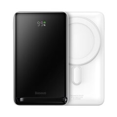 Baseus Magnetic Bracket Wireless Fast Charge Power Bank 10000mAh 20W  White  (With Baseus Xiaobai series fast charging Cable Type-C to Type-C 60W(20V/3A) 50cm  White) Overseas Edition hind ja info | Akupangad | hansapost.ee