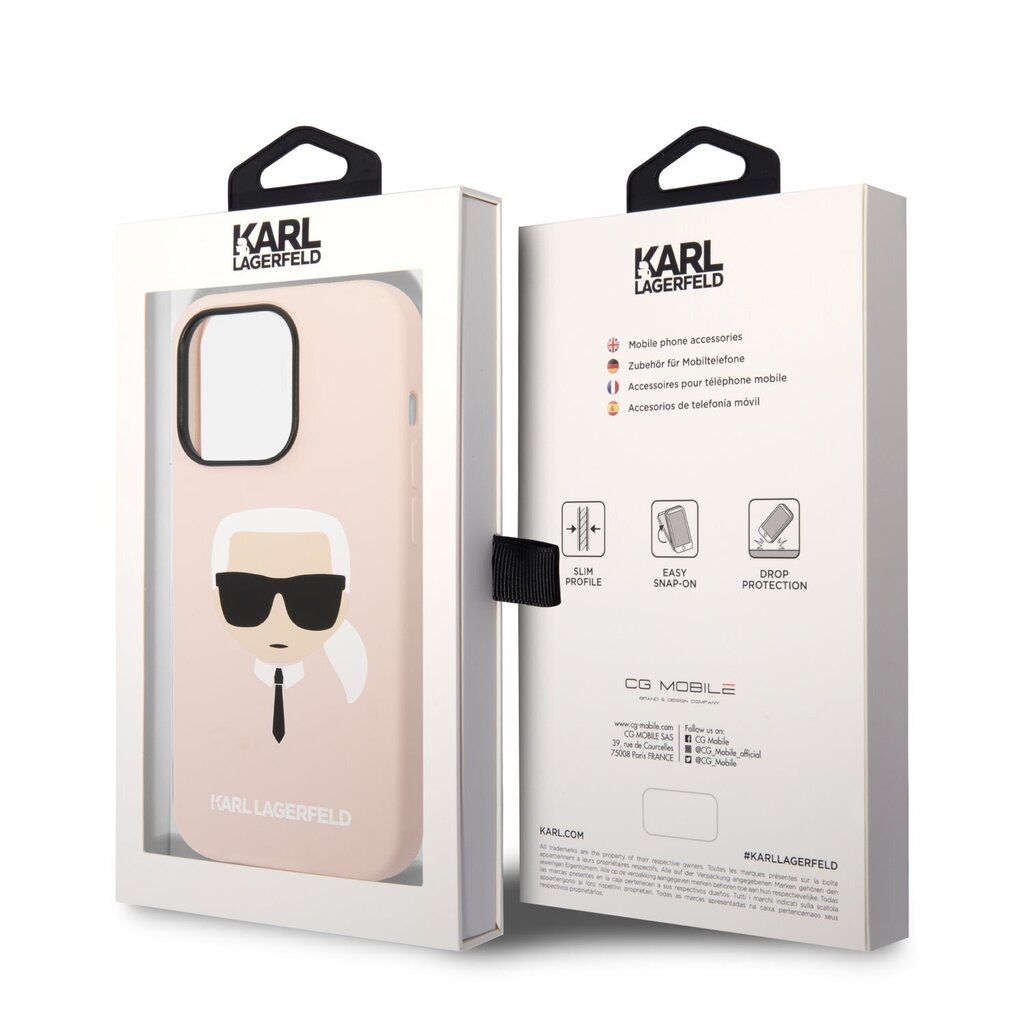 Karl Lagerfeld Liquid Silicone Karl Head Case for iPhone 14 Pro Pink hind ja info | Telefonide kaitsekaaned ja -ümbrised | hansapost.ee