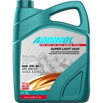 Mootoriõli Addinol Addinol Super Light 0540 5w40 - 5L hind ja info | Mootoriõlid | hansapost.ee