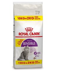 Kasside kuivtoit Royal Canin Sensible 33, 10 kg + 2 kg hind ja info | Kassi kuivtoit ja kassikrõbinad | hansapost.ee