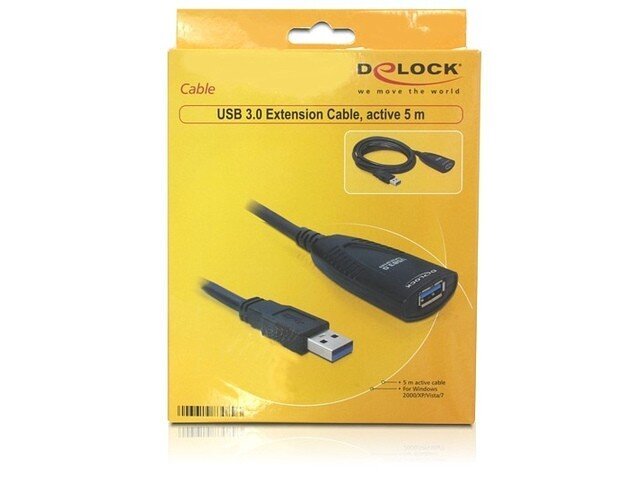 Delock USB 3.0 pikenduskaabel 5M must цена и информация | Juhtmed ja kaablid | hansapost.ee