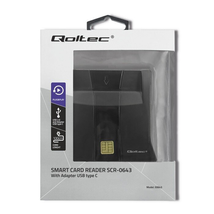 Qoltec Kiipkaardi skanner USB2.0 Plug & play hind ja info | Nutiseadmed ja lisatarvikud | hansapost.ee