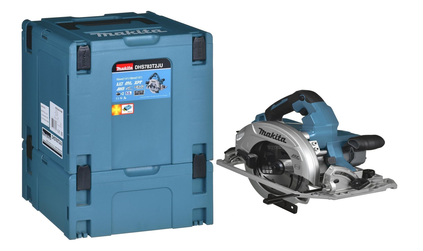 AKITA DHS783T2JU portable circular saw 2x 18V 5Ah MAKPAC Black, Blue цена и информация | Elektrilised saed, ketassaed ja tarvikud | hansapost.ee