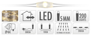 Штора-гирлянда Silverwire, 200 LED цена и информация | Новогодняя гирлянда Holiday, 10 светодиодов, 30 см | hansapost.ee