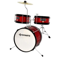 3-osaline laste trummikomplekt Divarte Kid Drumset RED hind ja info | Löökpillid | hansapost.ee