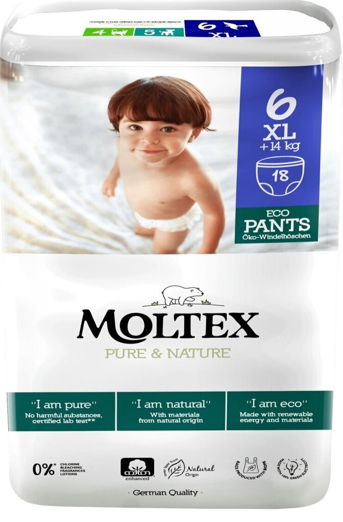 Püksmähkmed Moltex Pure & Nature 6 XL 14+kg 18tk hind ja info | Mähkmed, riidest mähkmed | hansapost.ee