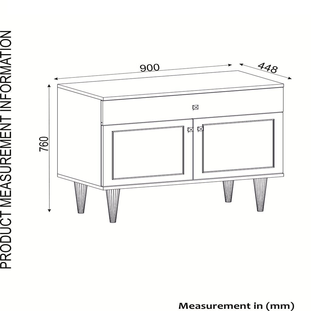 Kummut Kalune Design Ravenna 90, valge/must hind ja info | Kummutid | hansapost.ee