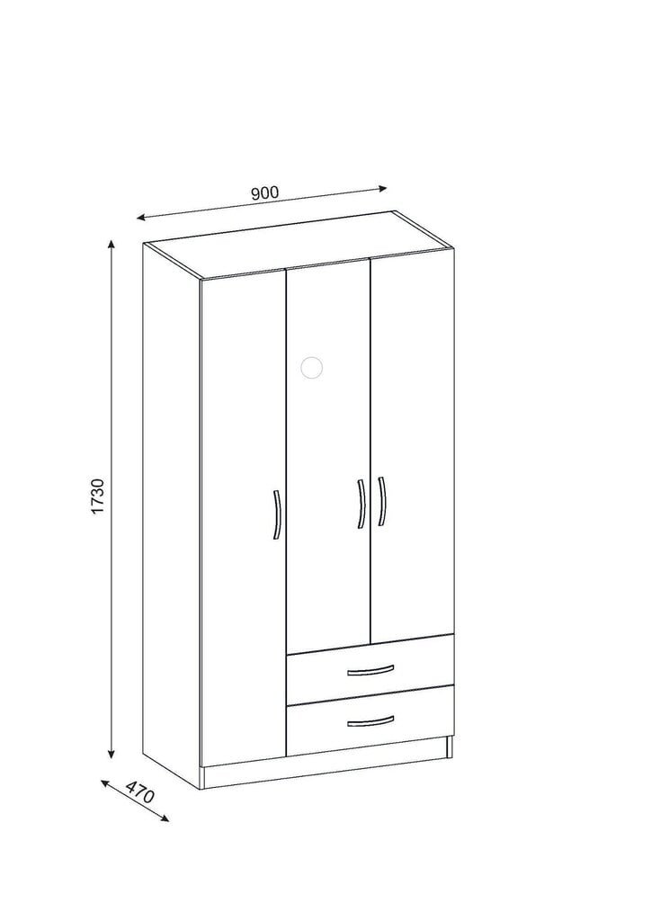 Riidekapp Kalune Design Wardrobe 756, 90 cm, valge hind ja info | Kapid | hansapost.ee