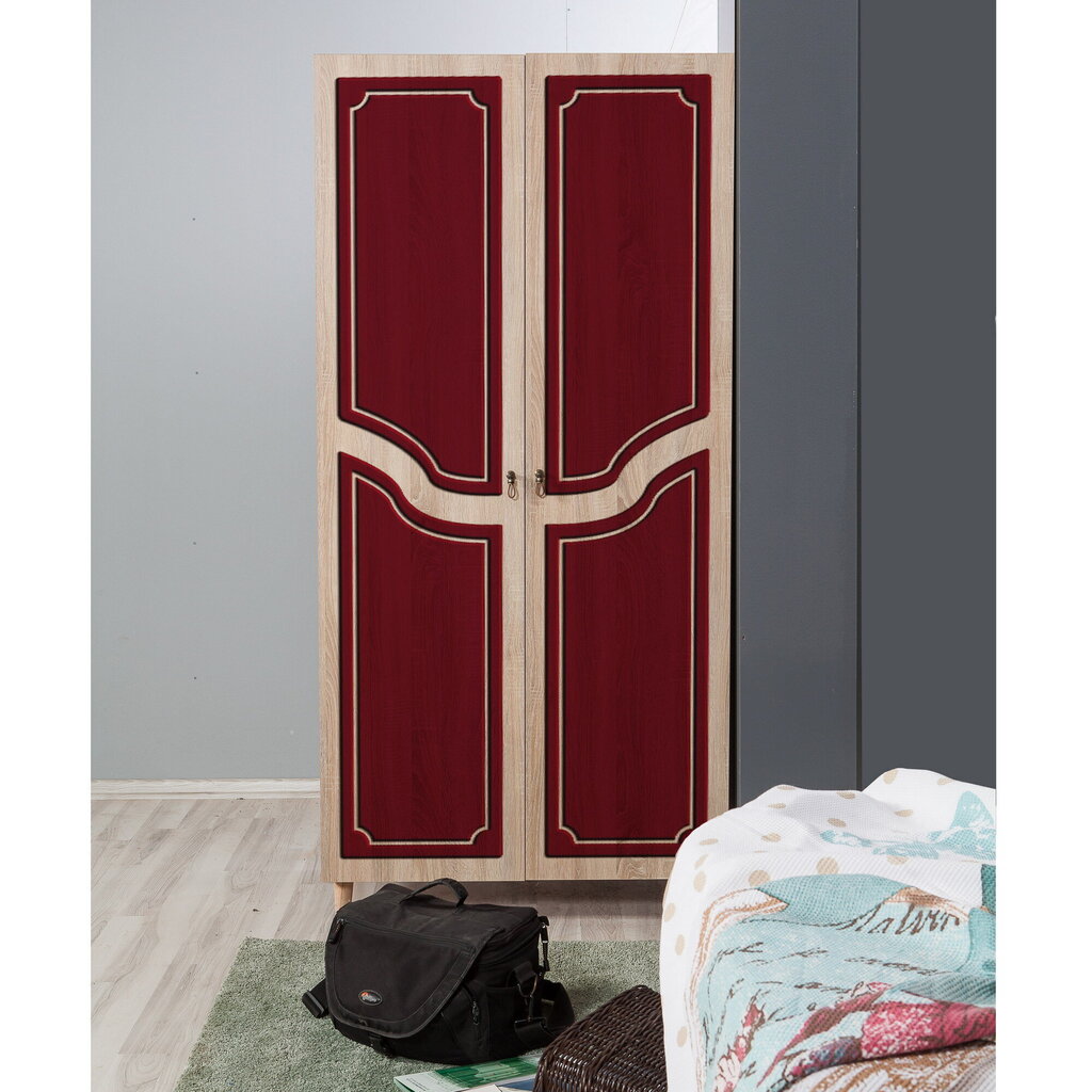 Riidekapp Kalune Design Wardrobe 869 (IV), 90 cm, tamm/punane hind ja info | Kapid | hansapost.ee