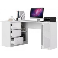 Kirjutuslaud NORE B20, vasak, valge läikiv hind ja info | Arvutilauad, kirjutuslauad | hansapost.ee