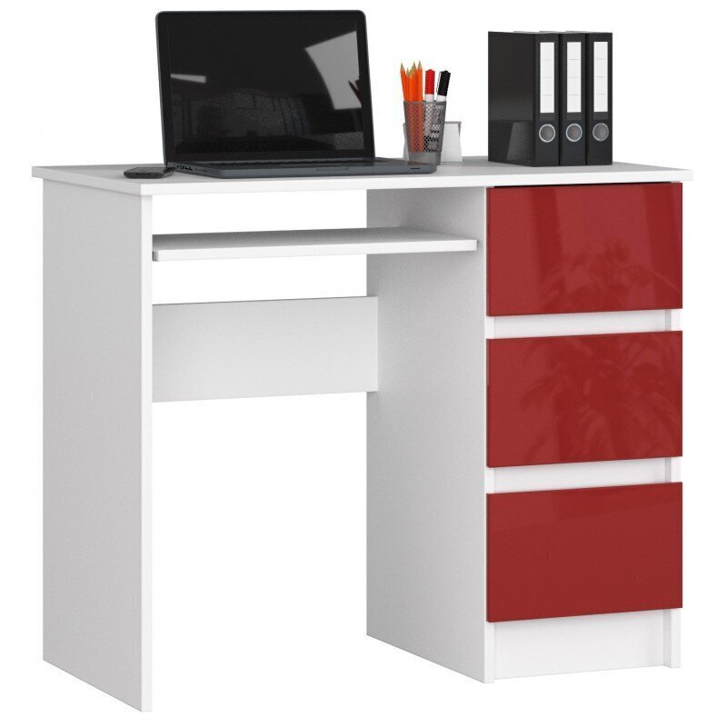 Kirjutuslaud NORE A6, parempoolne, valge/punane hind ja info | Arvutilauad, kirjutuslauad | hansapost.ee