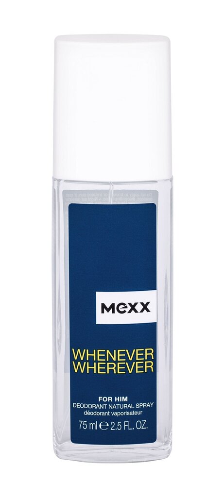 Spreideodorant meestele Mexx Whenever Wherever 75 ml цена и информация | Dušigeelid ja deodorandid meestele | hansapost.ee