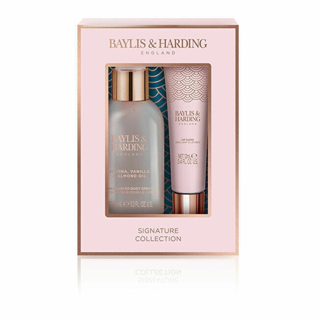 Jojoba, vanilli ja mandli lõhnaga Baylis & Harding reisikosmeetika komplekt: kehasprei 100 ml + huuleläige 12 ml цена и информация | Kehakreemid, kehaõlid ja losjoonid | hansapost.ee