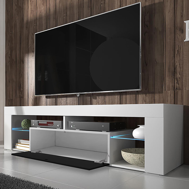 TV laud Hugo LED, valge/must цена и информация | Televiisori alused | hansapost.ee