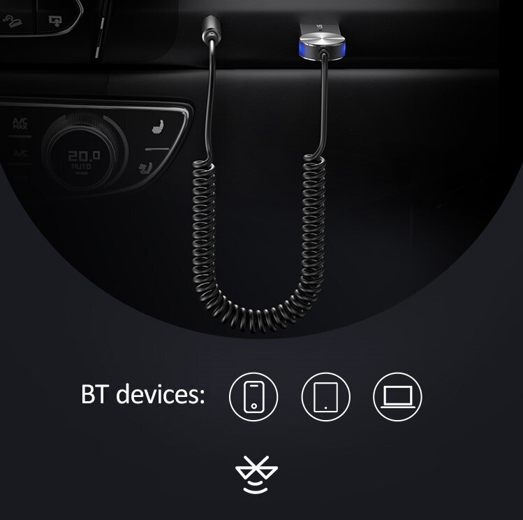 Heliadapter Usams SJ464 AUX(3,5) – Bluetooth 5.0, must цена и информация | Handsfree seadmed | hansapost.ee