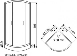 Душевая кабина Kerra Xenia Duo 90 с поддоном цена и информация | Душевые кабины | hansapost.ee