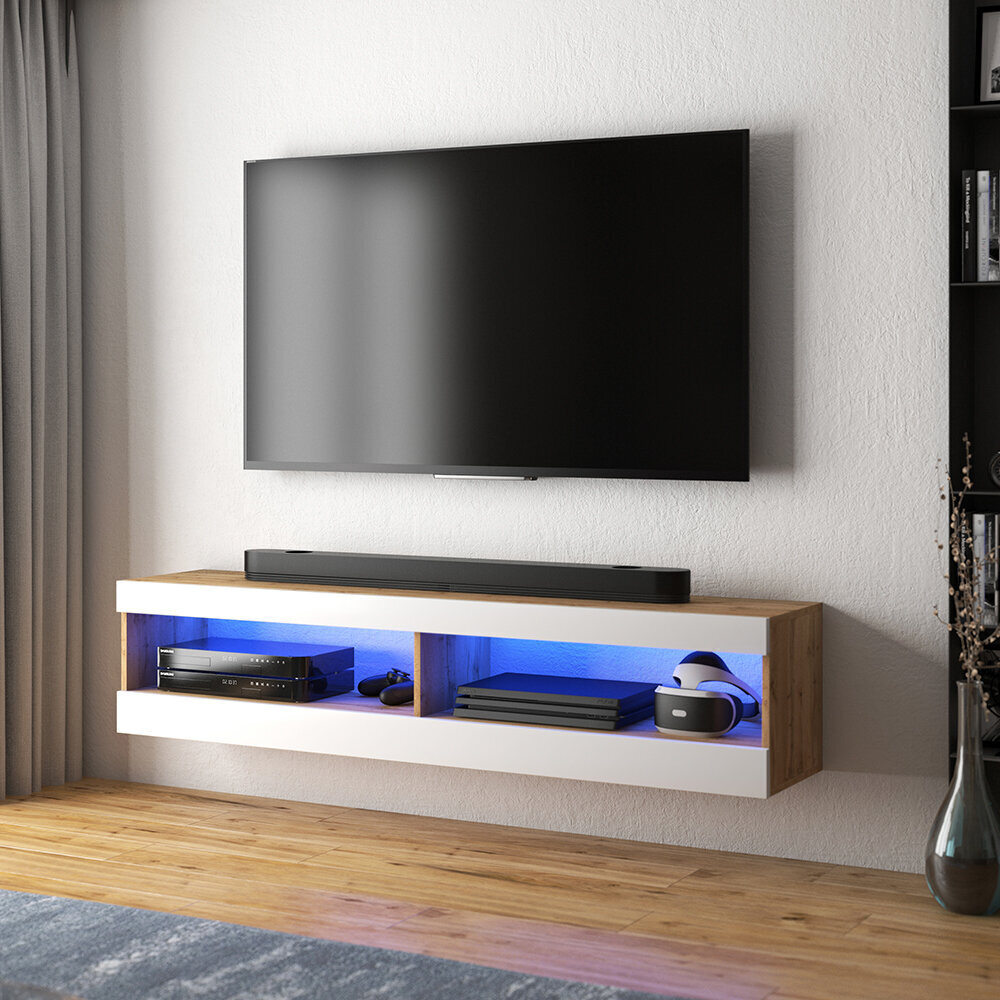 TV laud Selsey Dean LED 100 cm, pruun/valge hind ja info | Televiisori alused | hansapost.ee