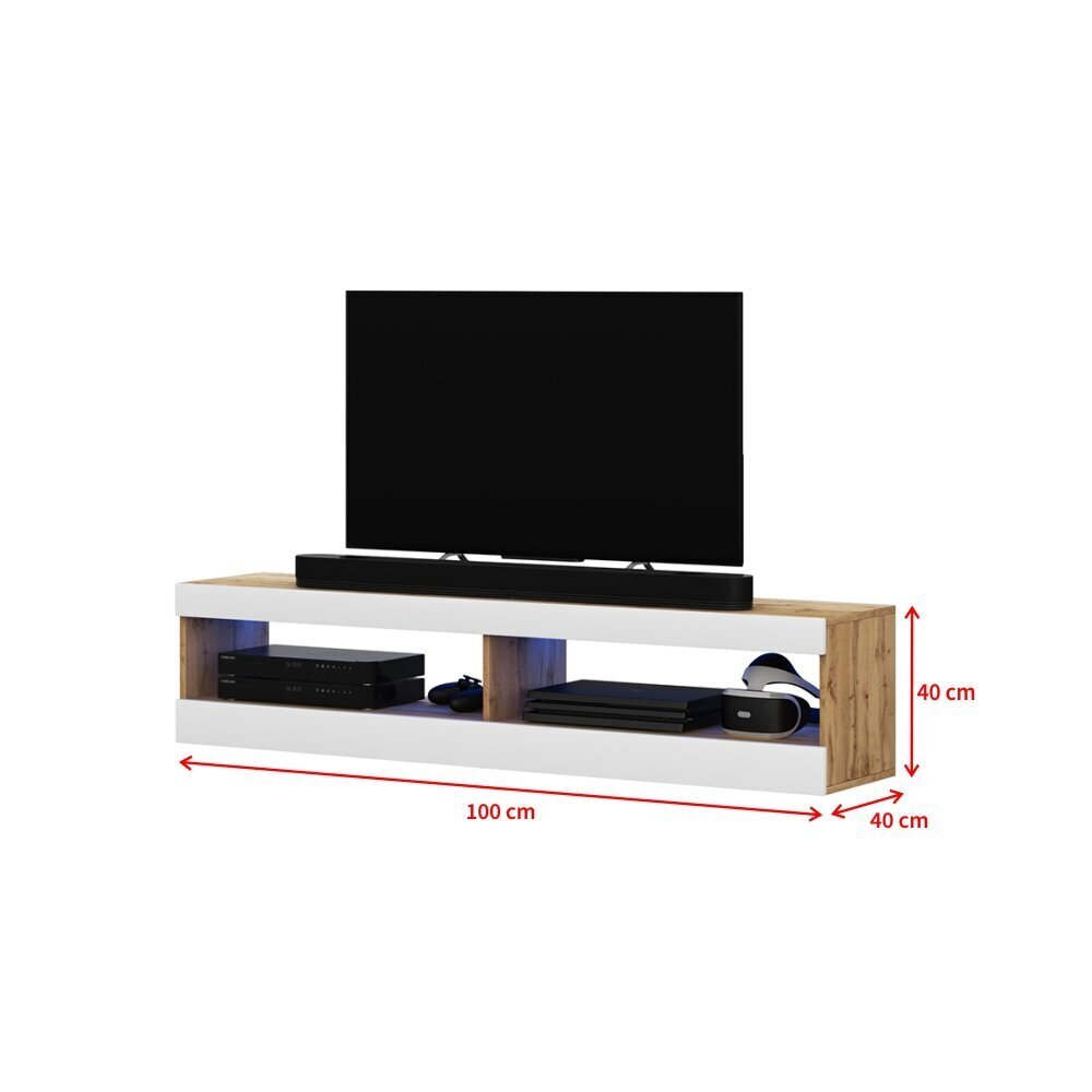 TV laud Selsey Dean LED 100 cm, pruun/valge цена и информация | Televiisori alused | hansapost.ee