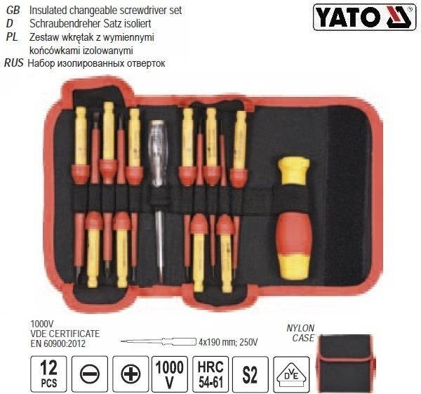 Isoleeritud kruvikeerajate komplekt 12 tk Yato (YT-28290) hind ja info | Käsitööriistad | hansapost.ee