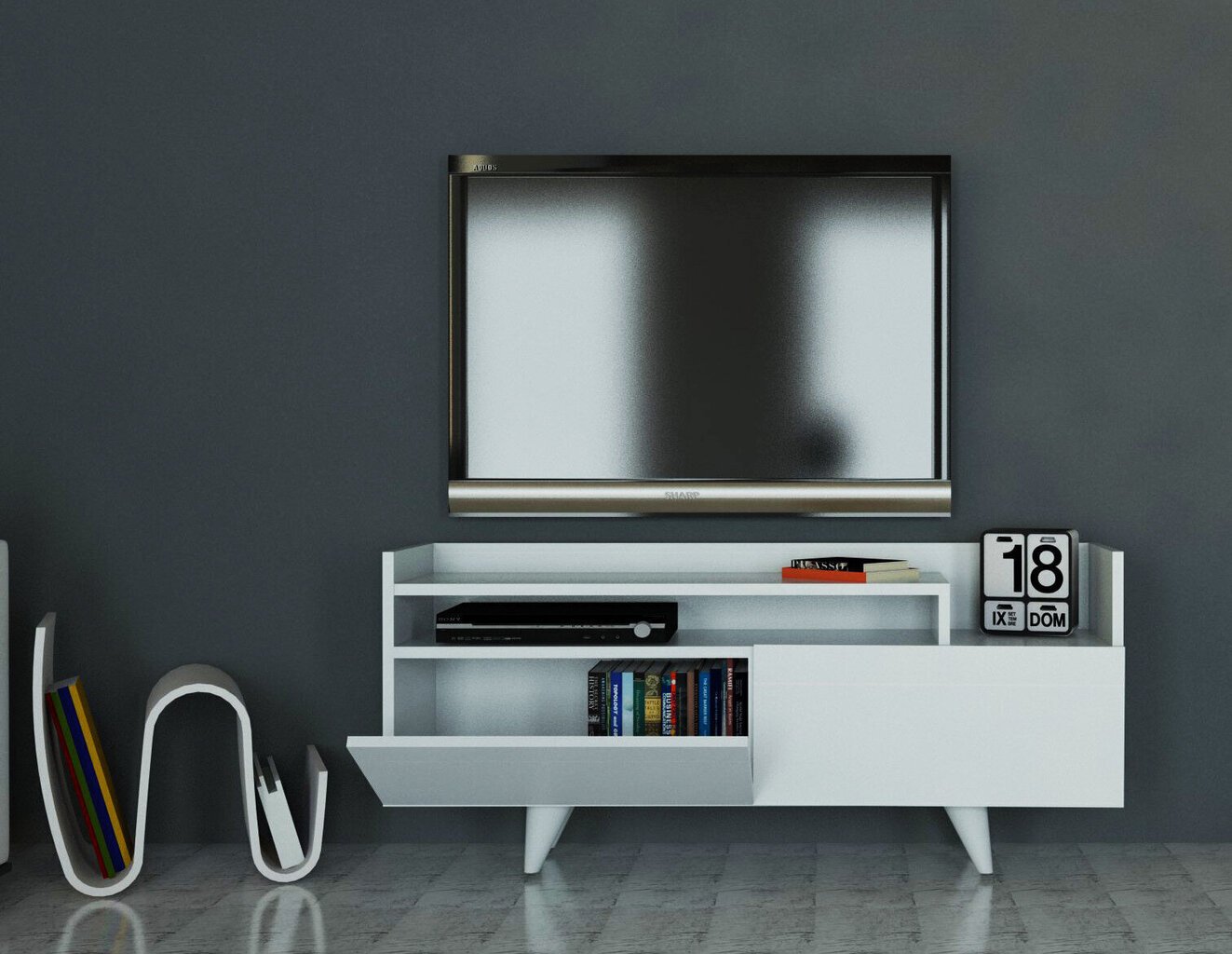 TV-laud Kalune Design 745(II), 120 cm, valge цена и информация | Televiisori alused | hansapost.ee