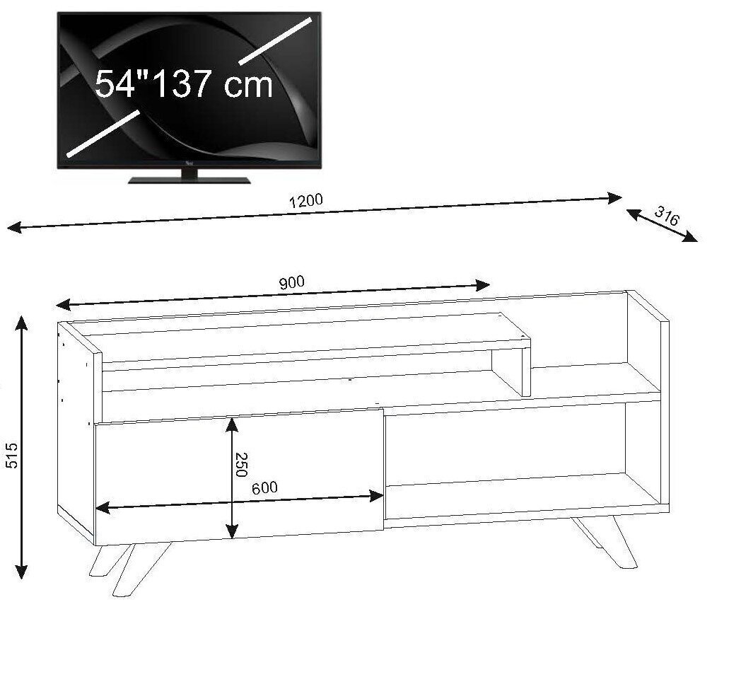 TV-laud Kalune Design 745(II), 120 cm, valge hind ja info | Televiisori alused | hansapost.ee