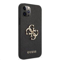 Telefoni ümbris iPhone 12 Pro Max , Guess GUHCP12LSA4GGBK PU Saffiano Big 4G Metal Logo, must hind ja info | Telefonide kaitsekaaned ja -ümbrised | hansapost.ee