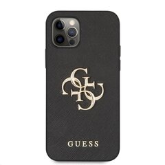 Telefoni ümbris iPhone 12 Pro Max , Guess GUHCP12LSA4GGBK PU Saffiano Big 4G Metal Logo, must hind ja info | Telefonide kaitsekaaned ja -ümbrised | hansapost.ee