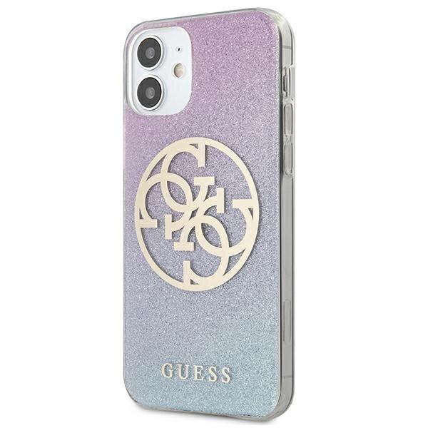 Guess GUHCP12SPCUGLBPG iPhone 12 mini 5,4 " sinine kõva ümbris Glitter Gradient 4G Circle Logo цена и информация | Telefonide kaitsekaaned ja -ümbrised | hansapost.ee