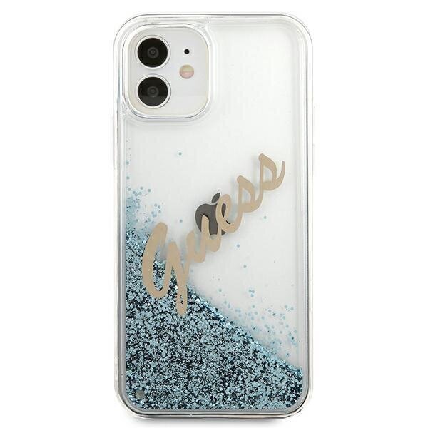 Guess GUHCP12SGLVSBL iPhone 12 mini 5,4 &quot;blue / blue hardcase Glitter Vintage Script hind ja info | Telefonide kaitsekaaned ja -ümbrised | hansapost.ee